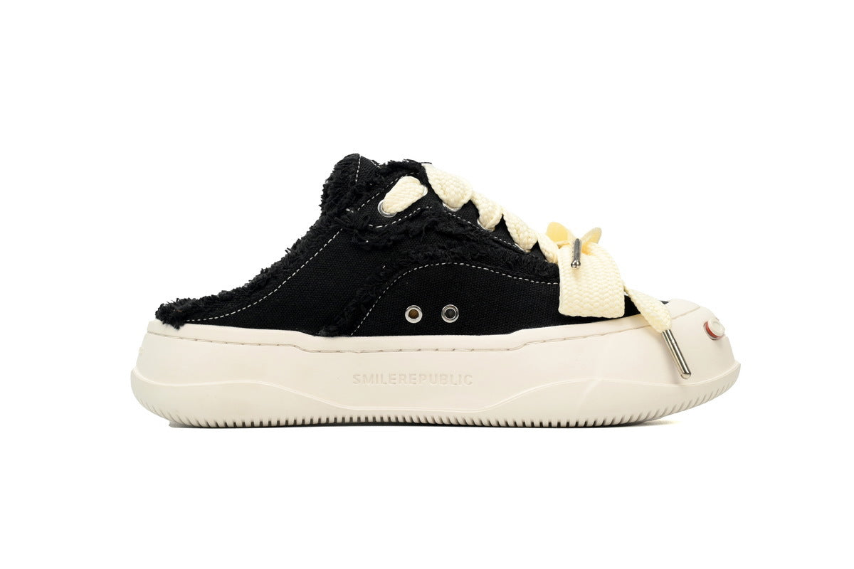 Smilerepublic Black Fabric Cap-Toe Sneakers