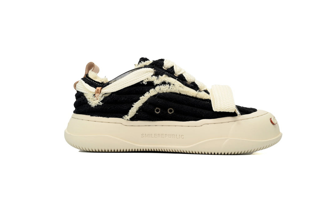 Smilerepublic Black Textured Canvas Cap-Toe Sneakers