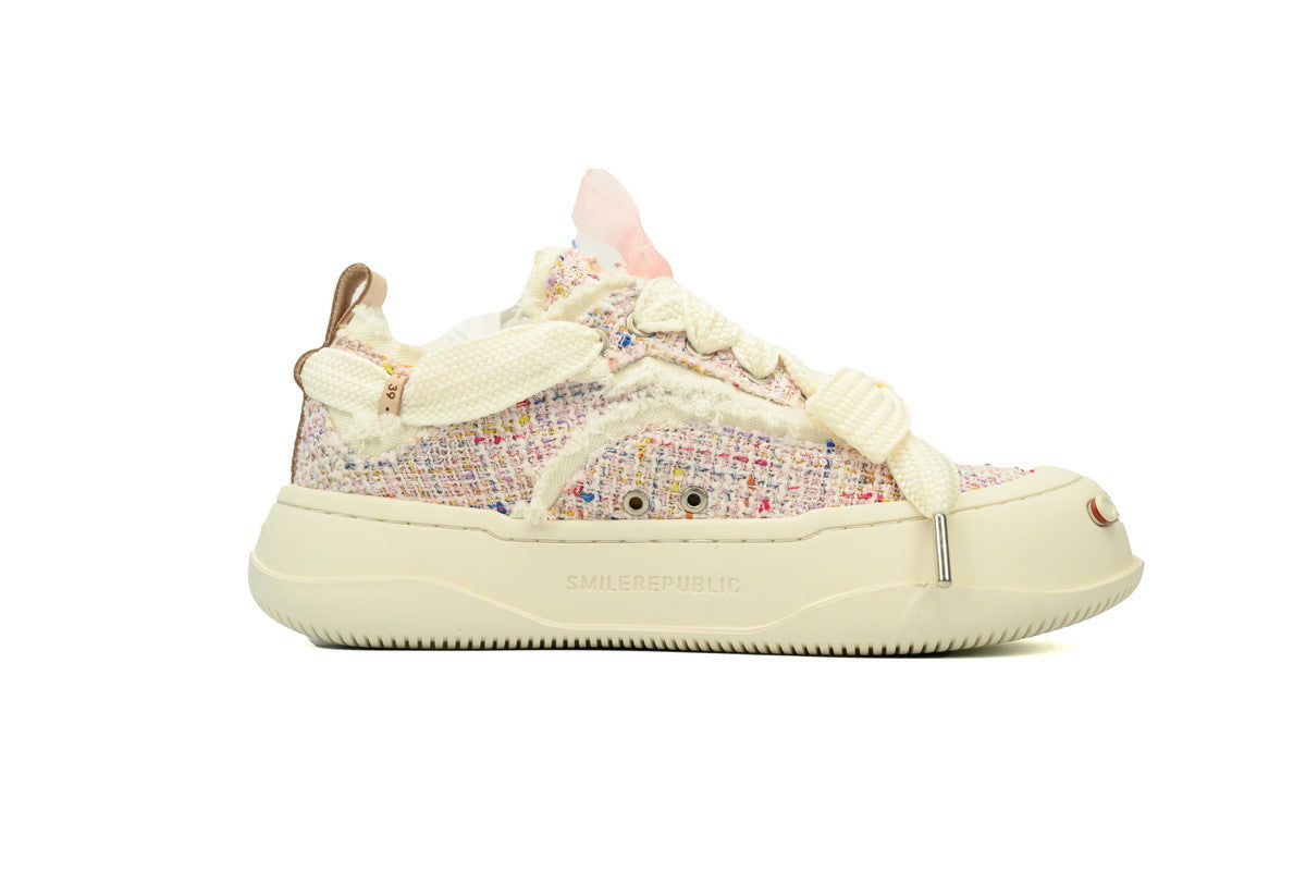 Smilerepublic Canvas Sneakers – Chic Tweed Pink