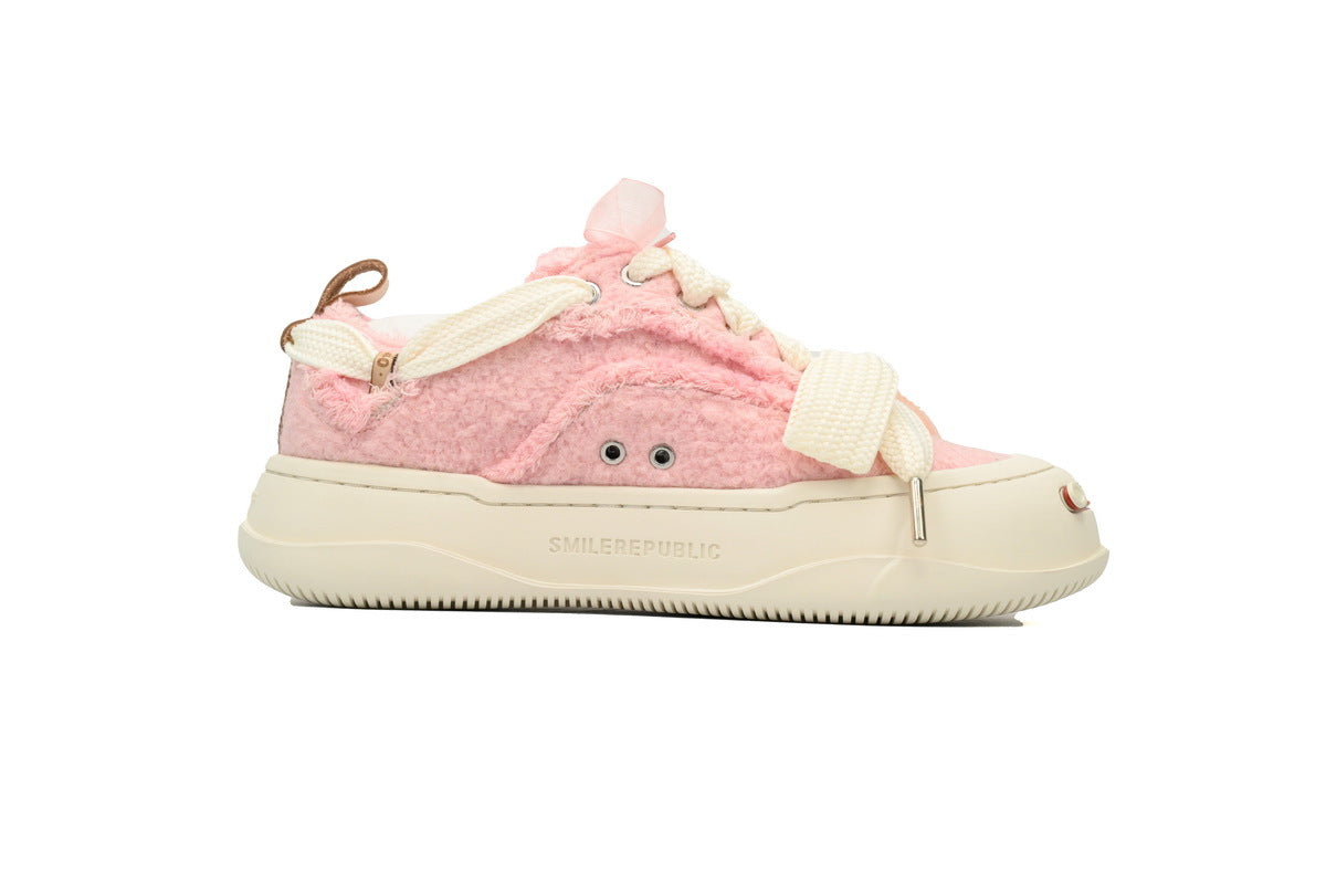 Smilerepublic Pink Textured Canvas Cap-Toe Sneakers
