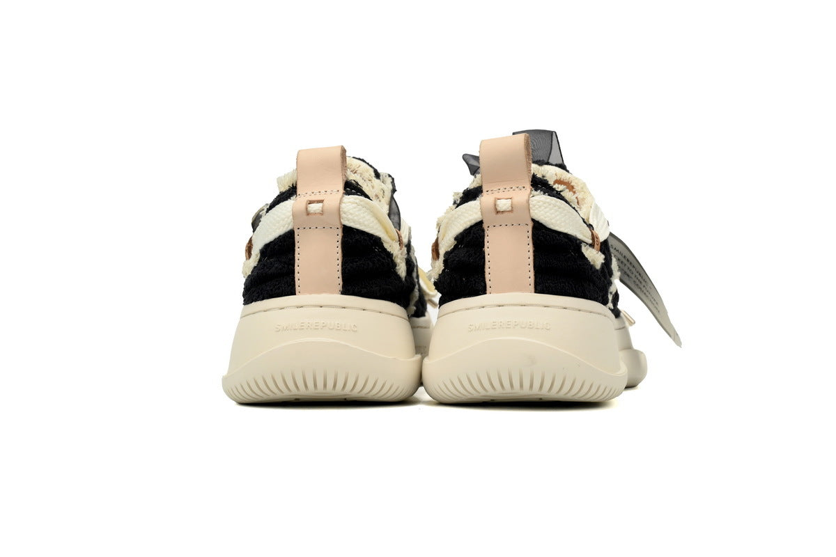 Smilerepublic Black Textured Canvas Cap-Toe Sneakers