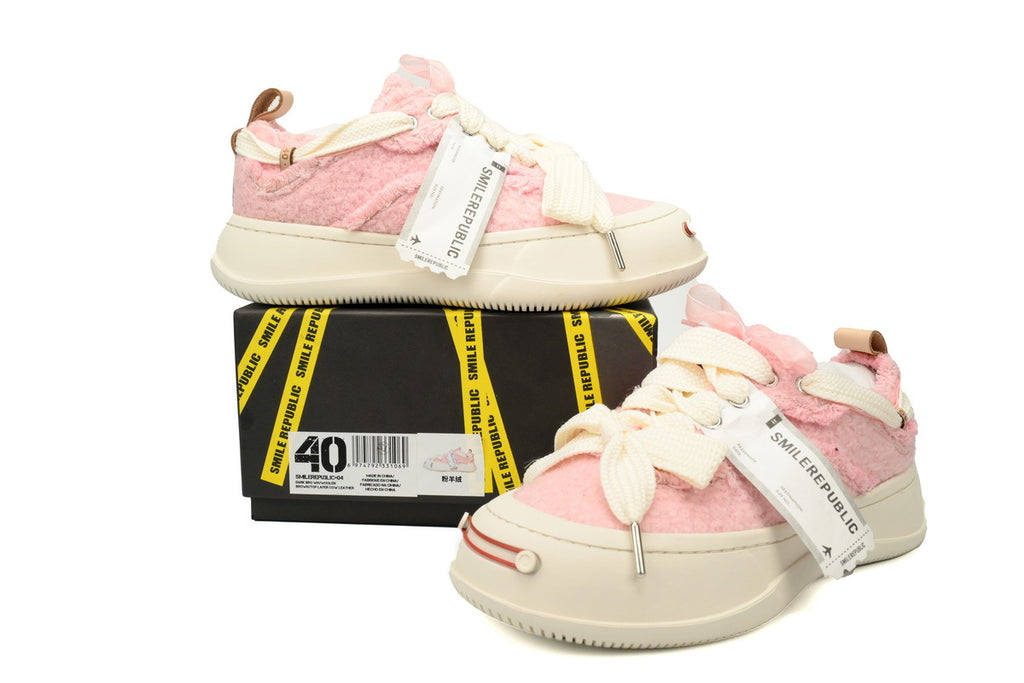 Smilerepublic Pink Textured Canvas Cap-Toe Sneakers