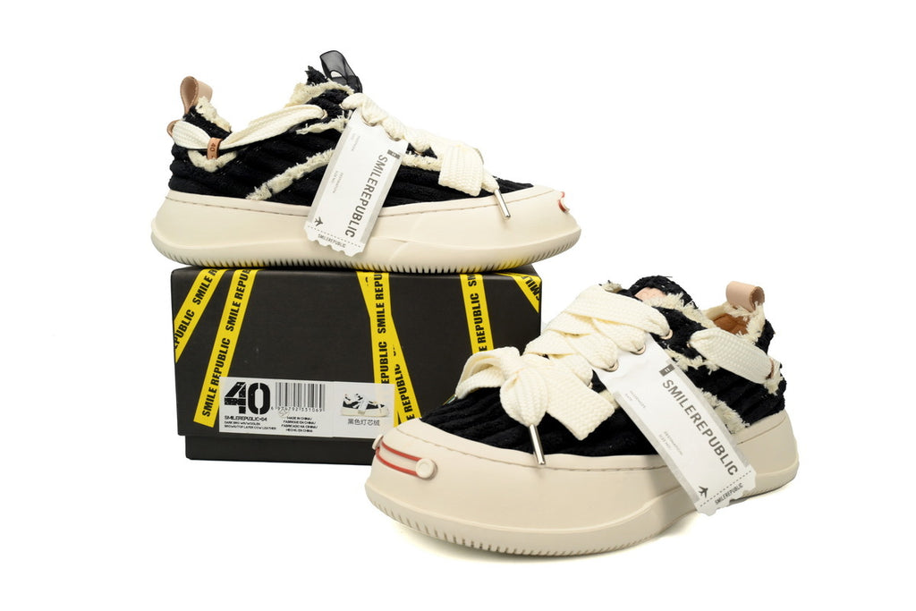 Smilerepublic Black Textured Canvas Cap-Toe Sneakers