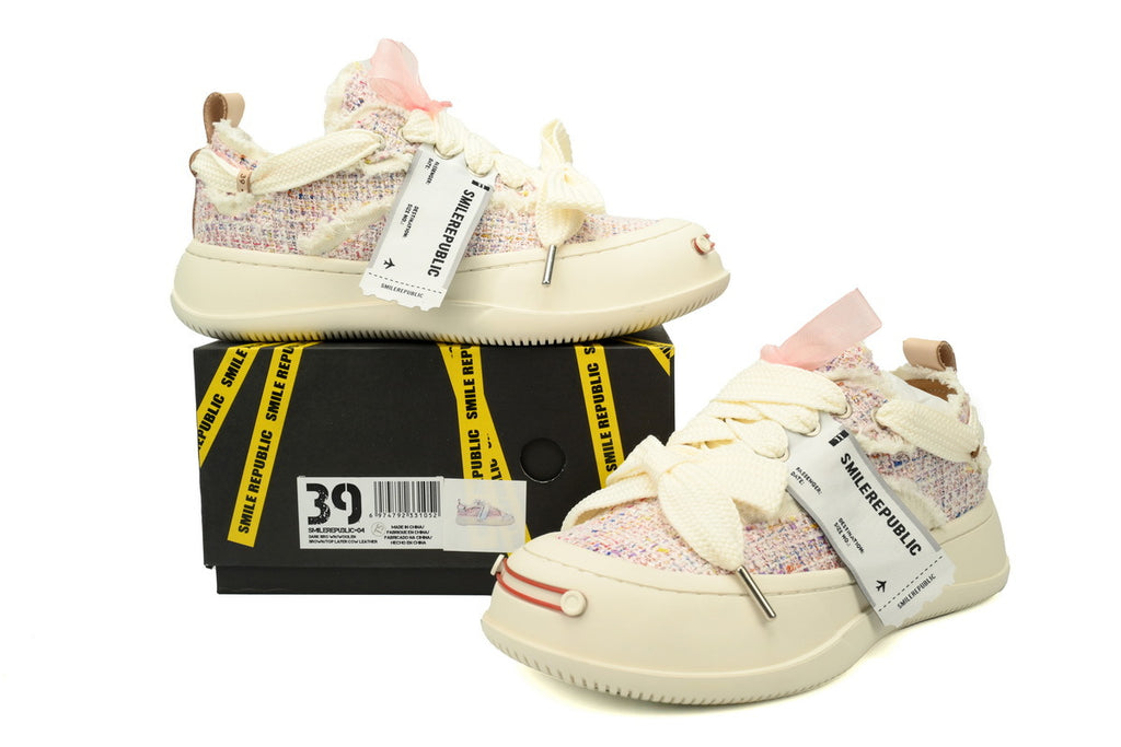 Smilerepublic Canvas Sneakers – Chic Tweed Pink