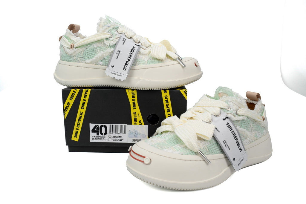 Smilerepublic Mint Green Fabric Cap-Toe Sneakers