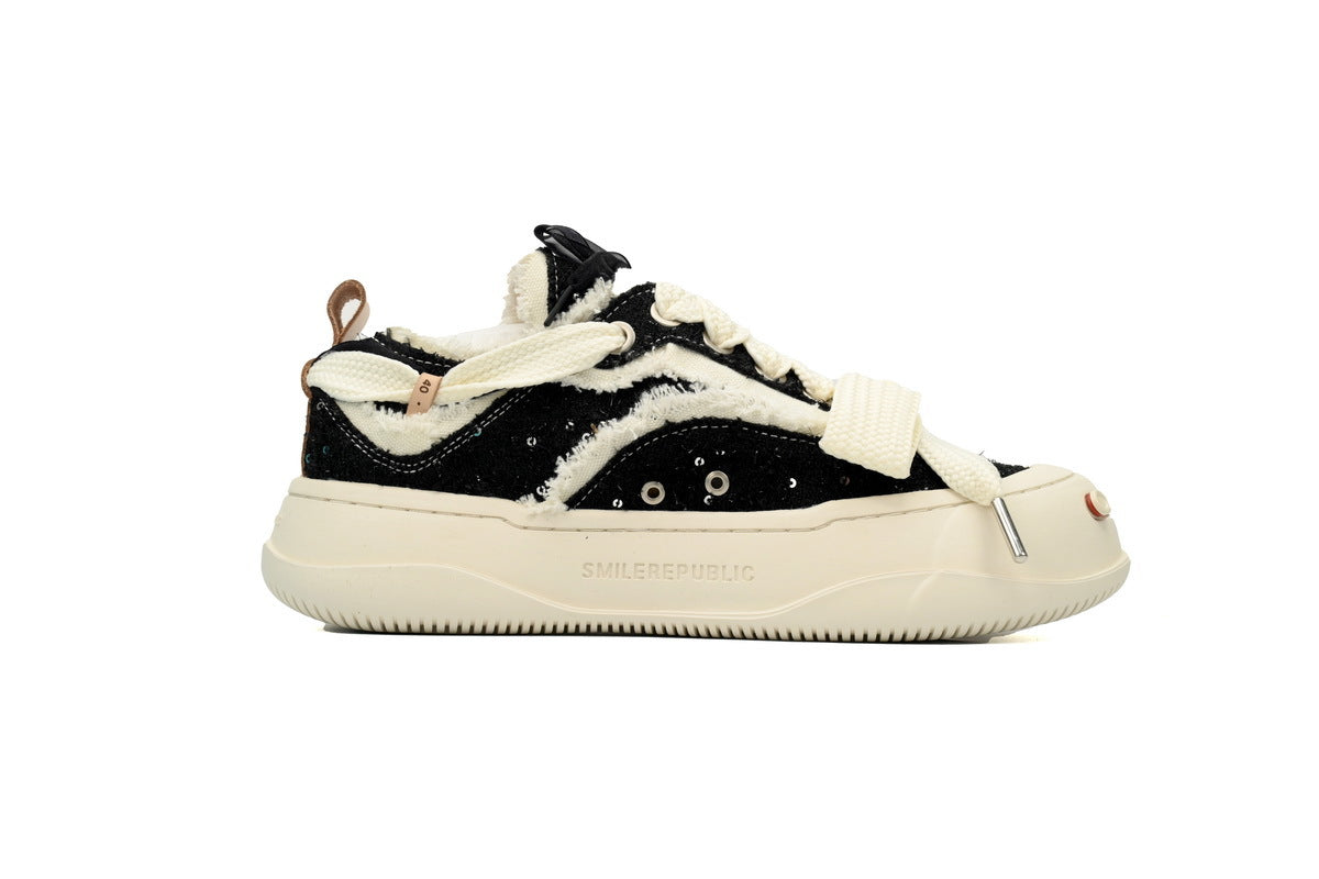 Smilerepublic Black & White Canvas Platform Sneakers