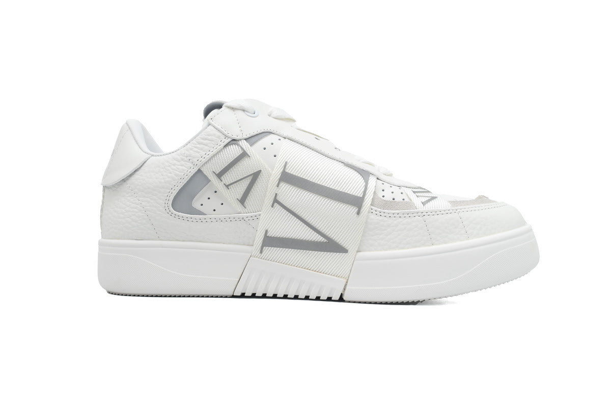 Valentino Garavani VL7N White & Silver Calfskin Sneakers