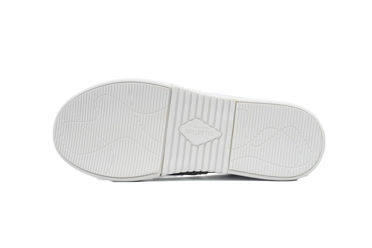 Valentino Garavani VL7N White & Silver Calfskin Sneakers