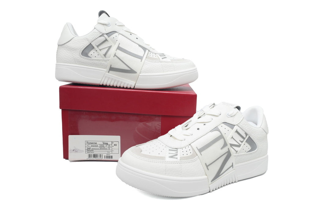 Valentino Garavani VL7N White & Silver Calfskin Sneakers