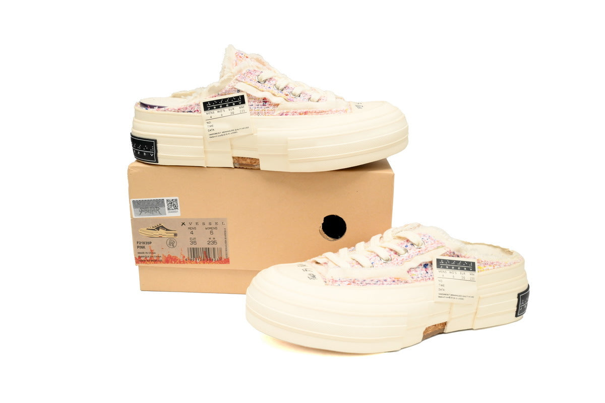 xVESSEL G.O.P. Slip-On Pink Tweed Sneakers