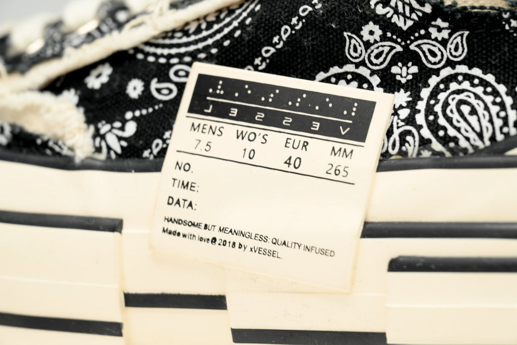 xVESSEL G.O.P. Lows Black and White Bandanna Sneakers