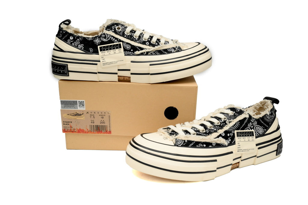 xVESSEL G.O.P. Lows Black and White Bandanna Sneakers