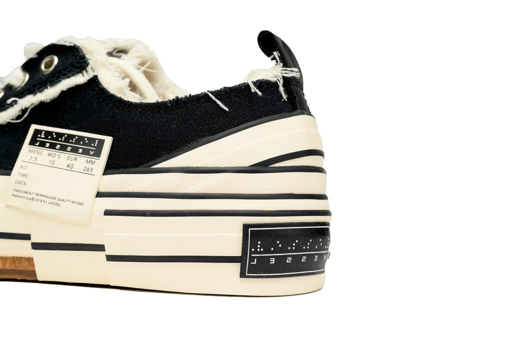 xVESSEL G.O.P. Lows Classic Black and White Canvas Sneakers