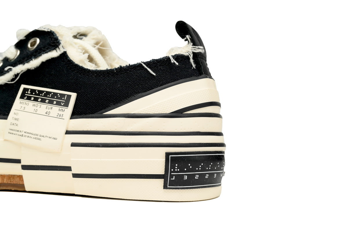 xVESSEL G.O.P. Lows Classic Black and White Canvas Sneakers