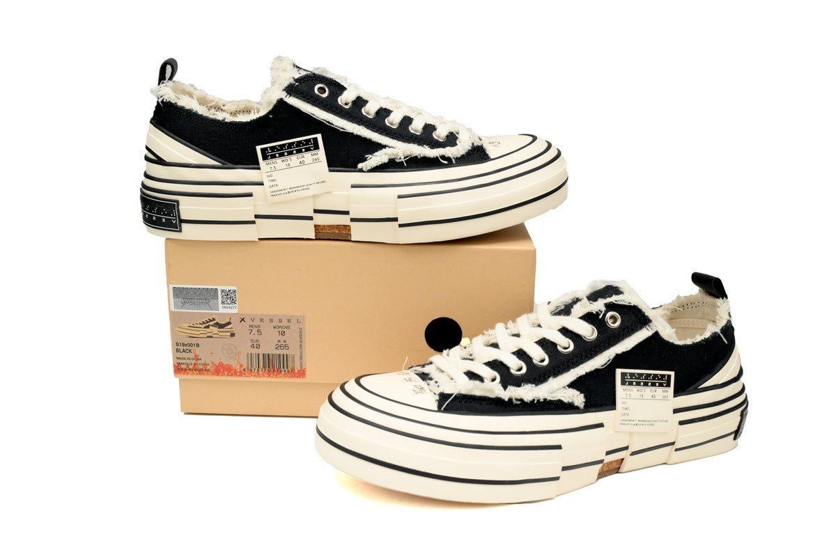 xVESSEL G.O.P. Lows Classic Black and White Canvas Sneakers
