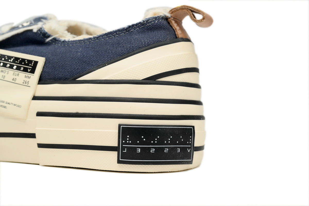 xVESSEL G.O.P. Lows Navy Blue Denim Sneakers