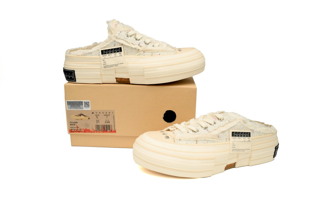 xVESSEL G.O.P. Slip On White Tweed Sneakers