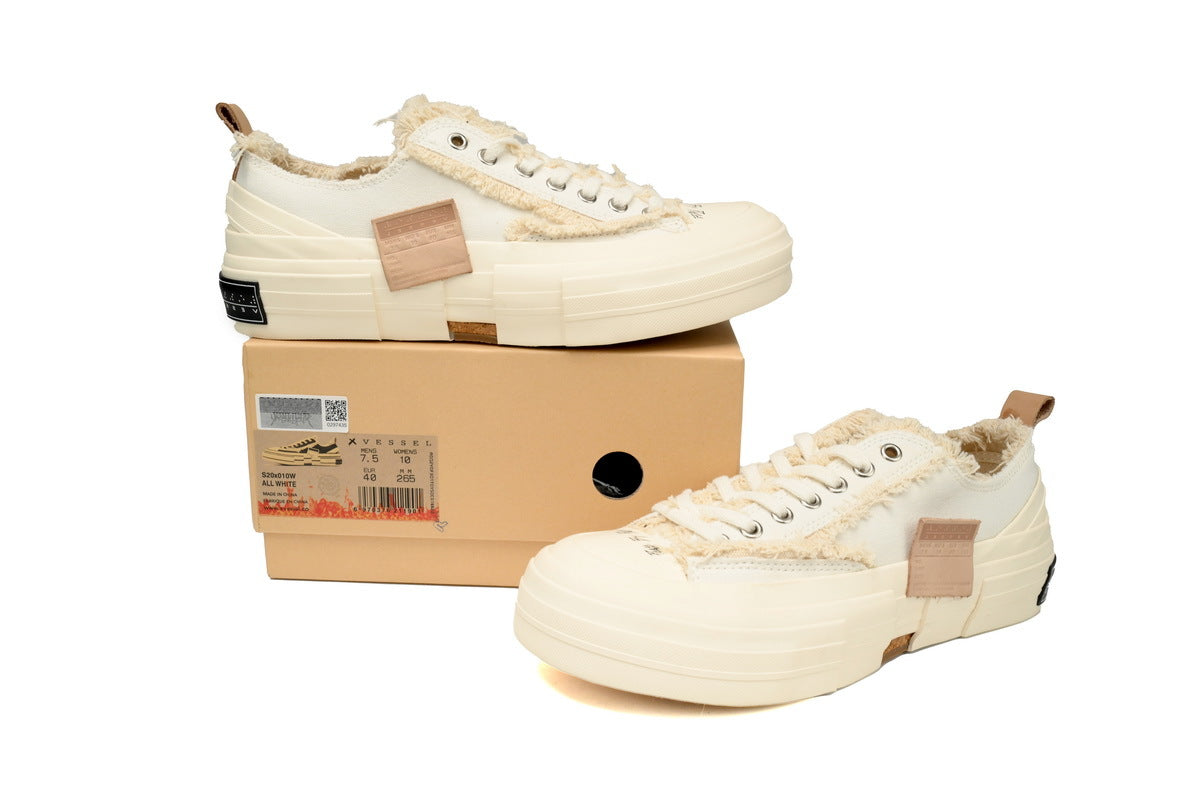 xVESSEL G.O.P. Lows Classic All White Canvas Sneakers
