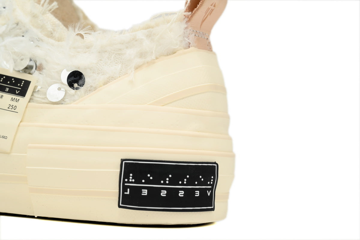 xVESSEL G.O.P. Lows Luxe Plume White Sequin Sneakers