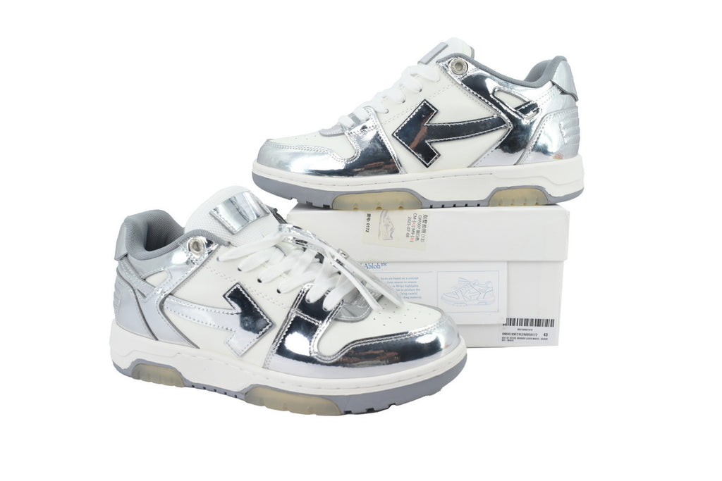 Off-White Out of Office White Silver Leather Sneakers