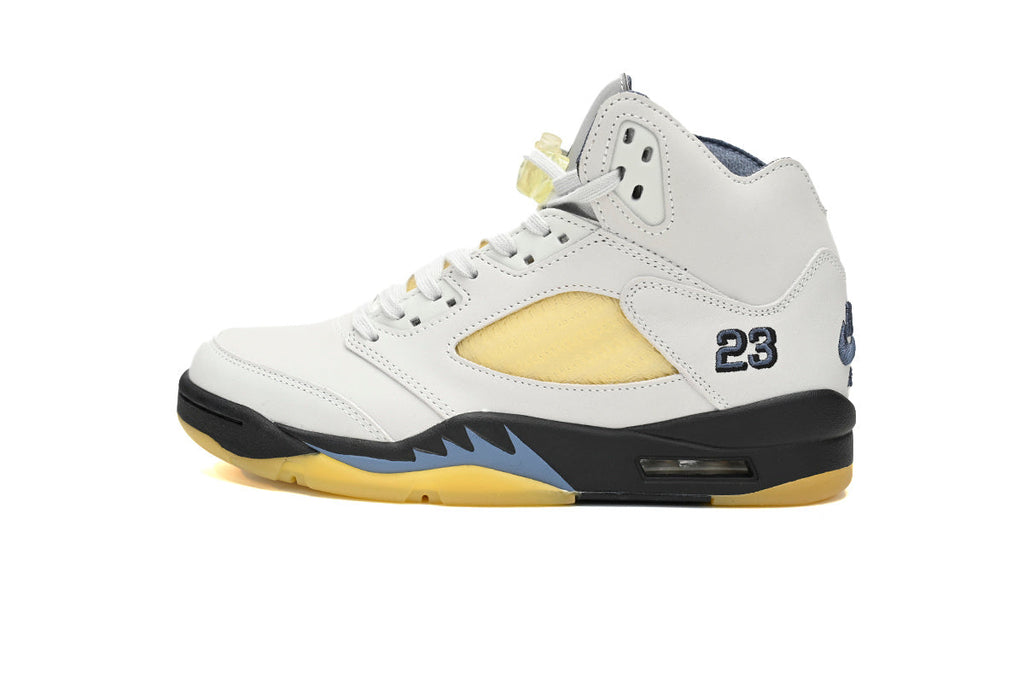 Air Jordan 5 Retro White Metallic Silver Sneakers
