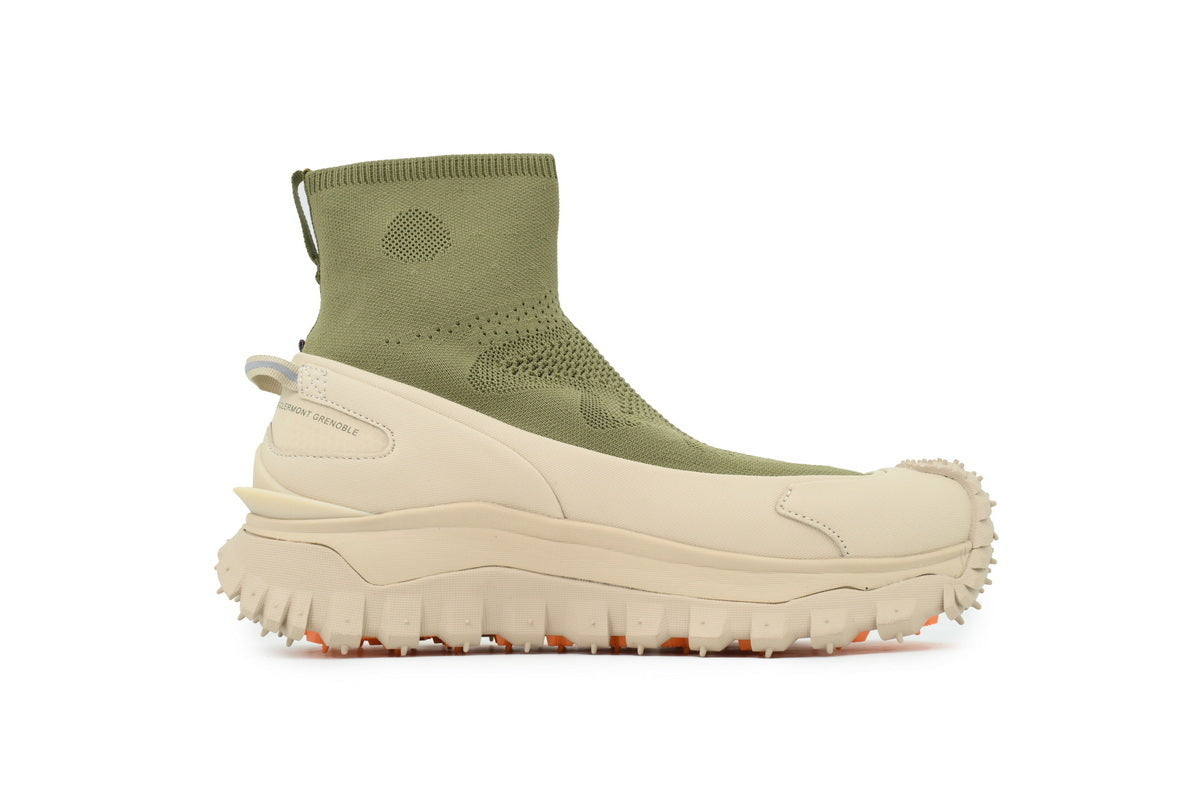 Moncler Trailgrip Knit Green Beige High-Top Sneakers
