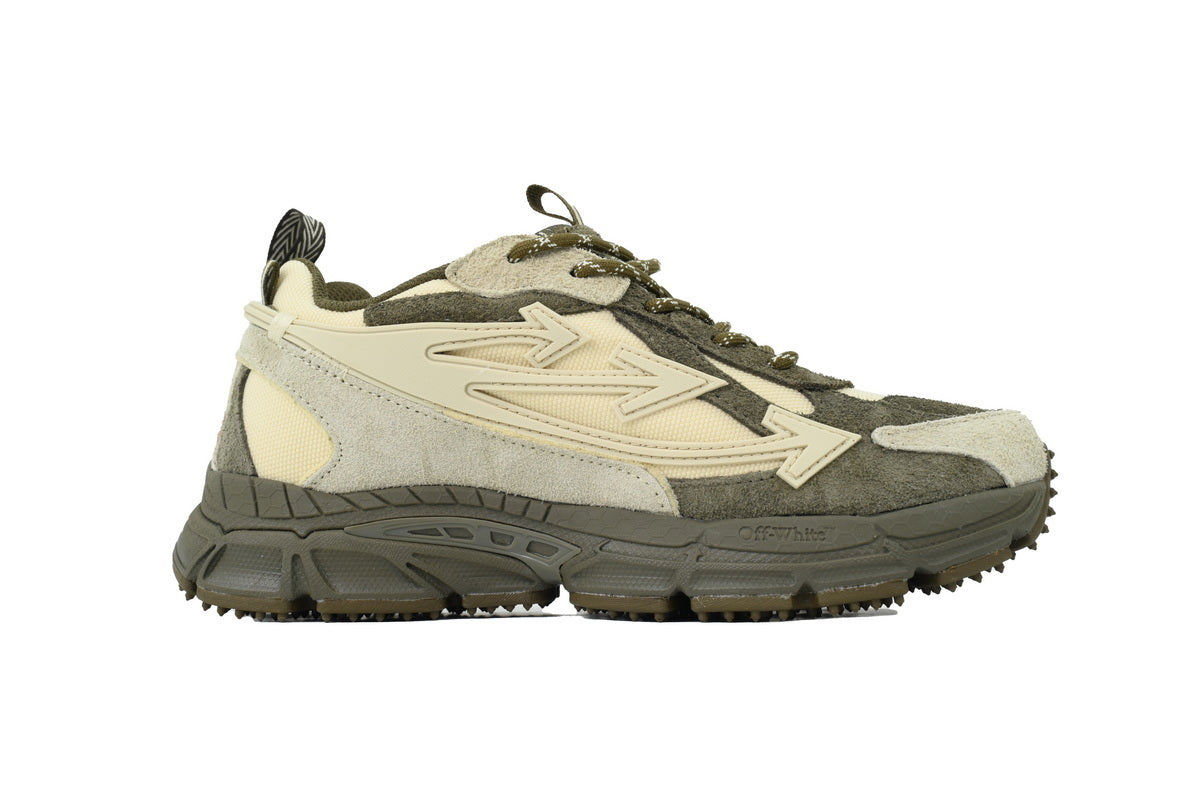Off-White Be Right Back Forest Green Beige Suede Sneakers