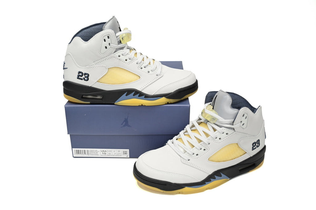 Air Jordan 5 Retro White Metallic Silver Sneakers