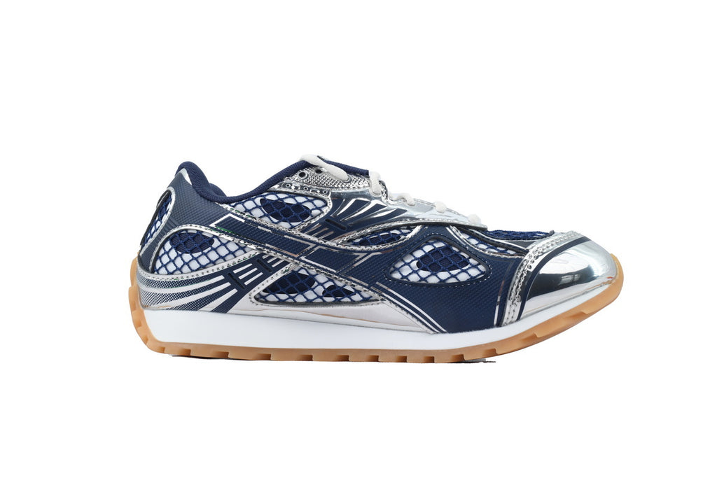 Bottega Veneta Orbit Deep Blue Silver Mesh Sneakers