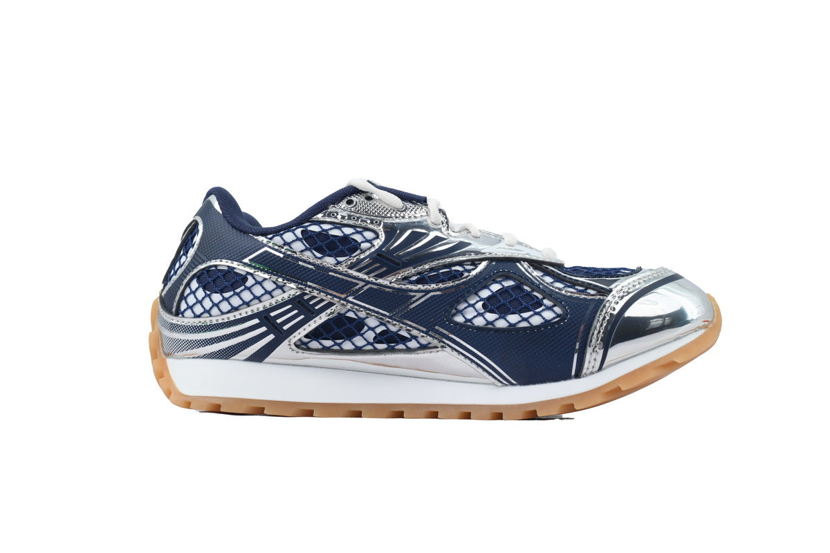 Bottega Veneta Orbit Deep Blue Silver Mesh Sneakers