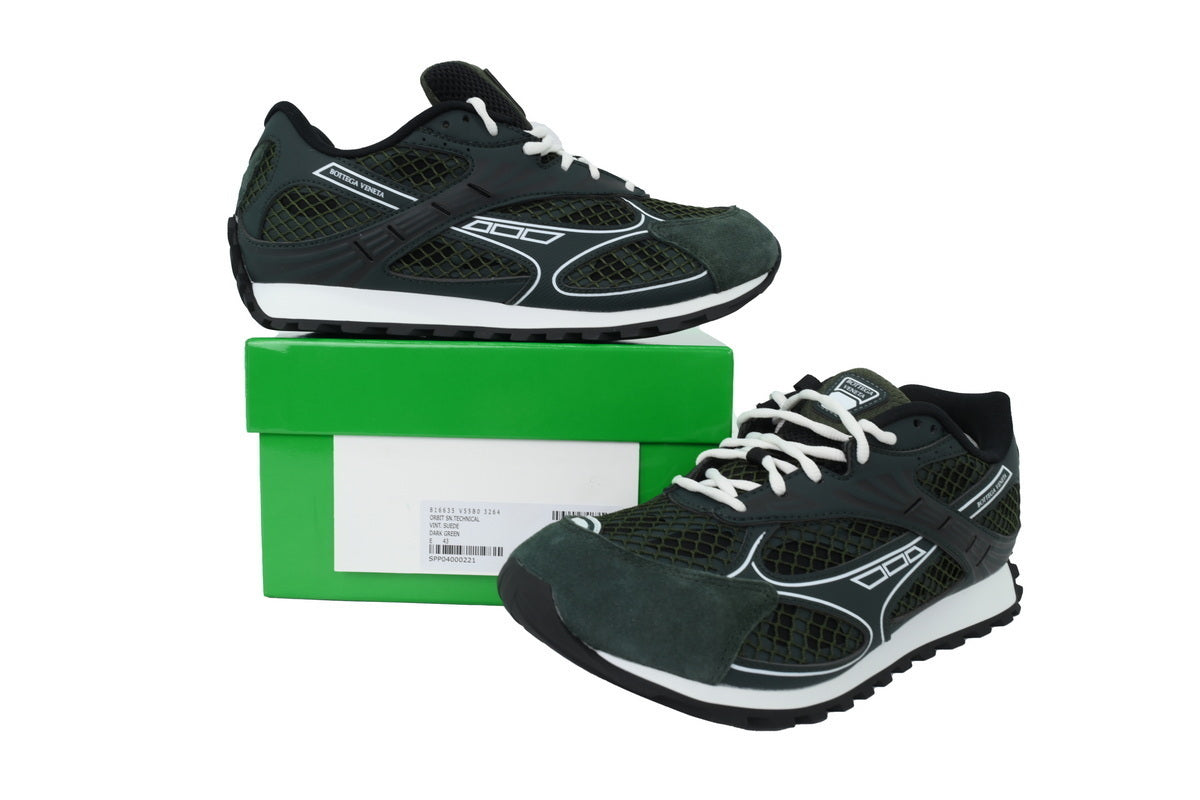 Bottega Veneta Orbit Forest Green Mesh Sneakers