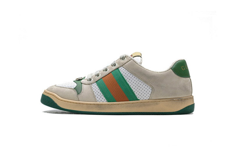 Gucci White Perforated Distressed Sneakers