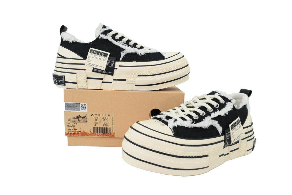 xVESSEL G.O.P. Lows Black Canvas Platform Sneakers